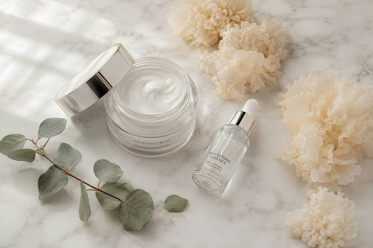 Woman holding a pack of gentle, unscented cleansing pads for face recommendations next to skincare products on a vanity